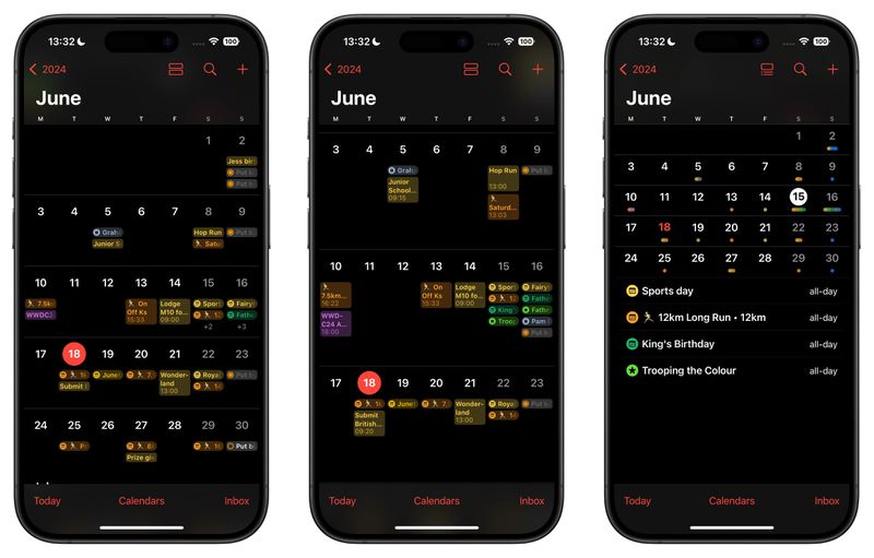 Apple Calendar screenshot with weekly view highlighted